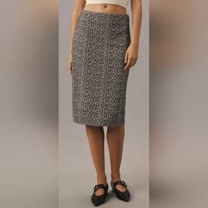 Maeve Anthropologie Knee-Length Pencil Skirt |  Black Pattern Animal Print